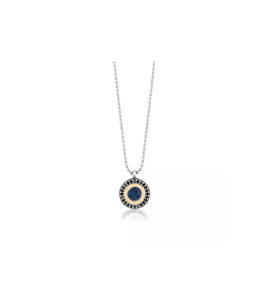 Colgante Sunfield en plata, oro 9k, con piedras y circonitas de colores.