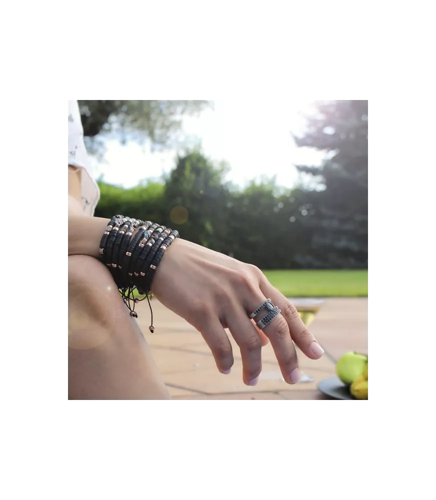 Pulsera Sunfield en plata y plata rosa y circonitas de colores.