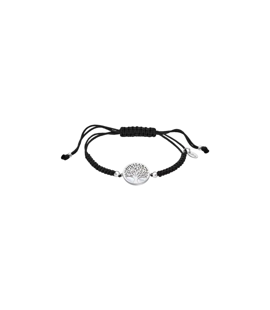 Pulsera Lotus Silver LP 1678-2/2, árbol de la vida nácar y macramé.