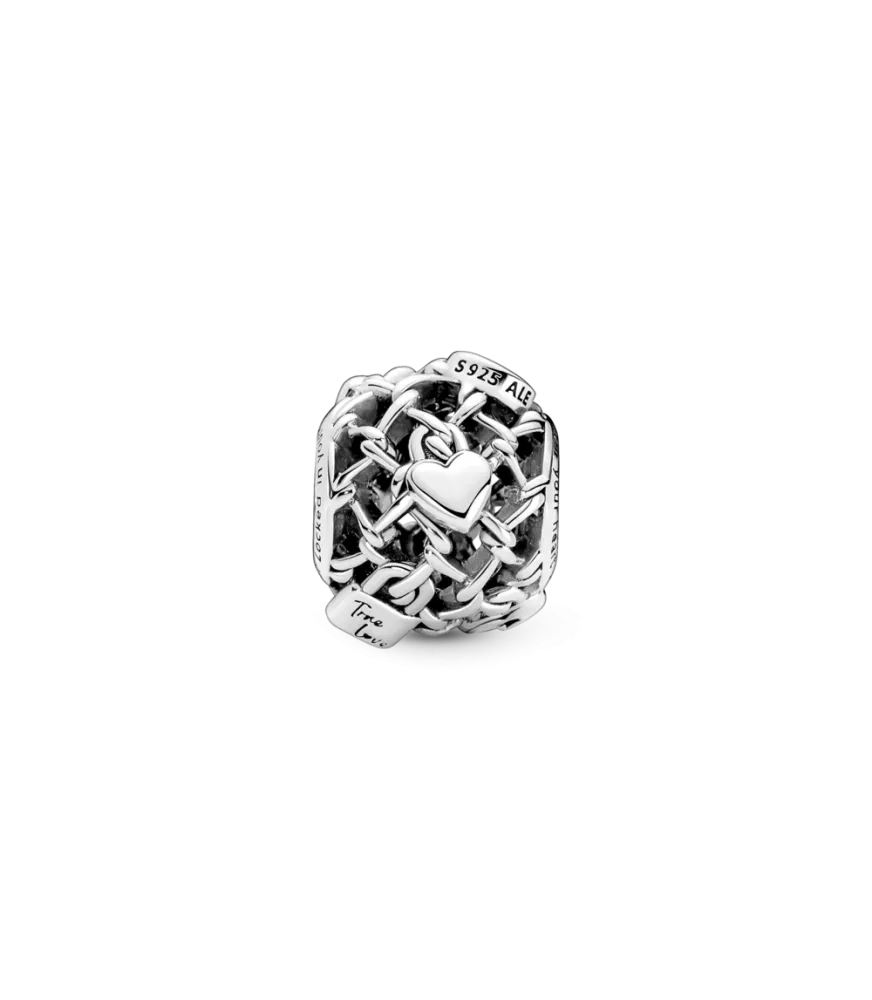 Charm en plata de ley Candado Eslabones Cadena en Filigrana