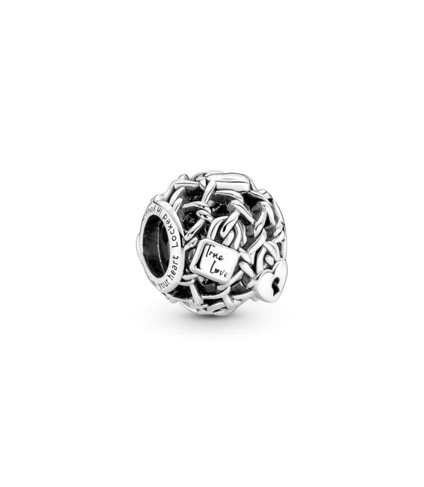 Charm en plata de ley Candado Eslabones Cadena en Filigrana