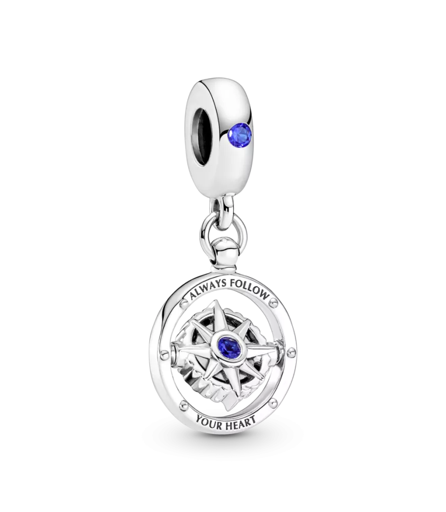 Charm Colgante en plata de ley Brújula Giratoria