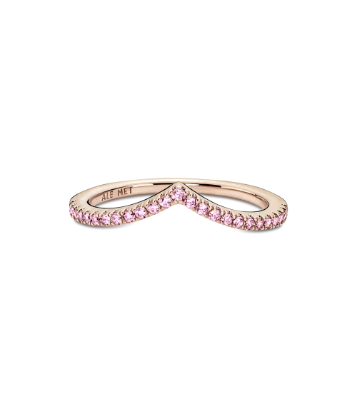 Anillo Pandora Timeless con un recubrimiento en oro rosa de 14k Deseo Reluciente Rosa