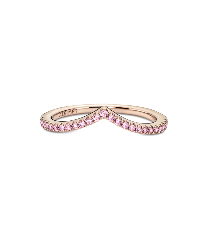Anillo Pandora Timeless con un recubrimiento en oro rosa de 14k Deseo Reluciente Rosa
