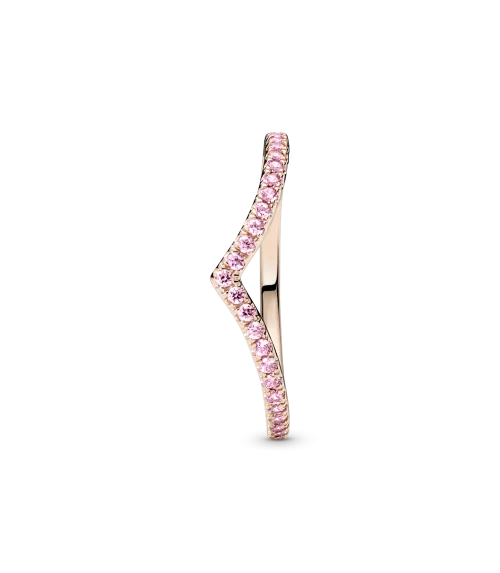 Anillo Pandora Timeless con un recubrimiento en oro rosa de 14k Deseo Reluciente Rosa
