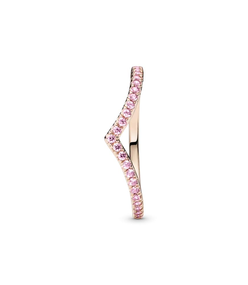 Anillo Pandora Timeless con un recubrimiento en oro rosa de 14k Deseo Reluciente Rosa