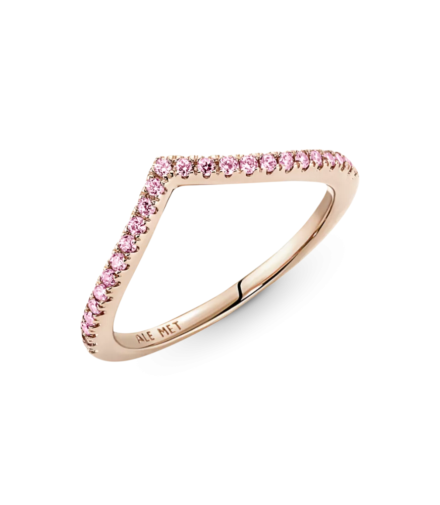 Anillo Pandora Timeless con un recubrimiento en oro rosa de 14k Deseo Reluciente Rosa