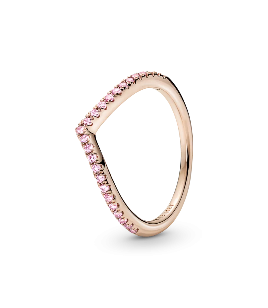 Anillo Pandora Timeless con un recubrimiento en oro rosa de 14k Deseo Reluciente Rosa