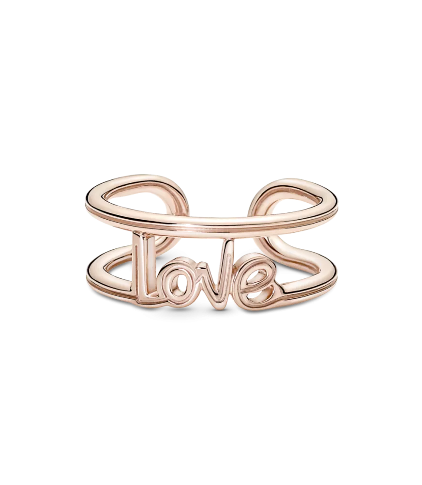 Anillo con un recubrimiento en oro rosa de 14k Abierto Love Pandora ME