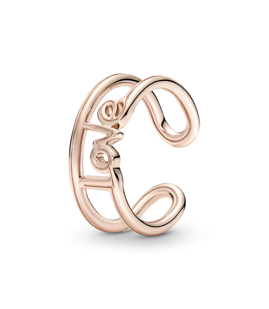 Anillo con un recubrimiento en oro rosa de 14k Abierto Love Pandora ME