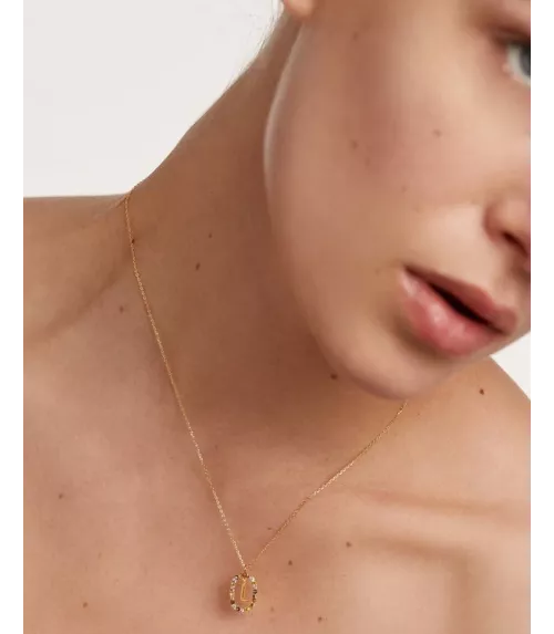 Collar P D Paola, letra L, con baño de oro de 18k.
