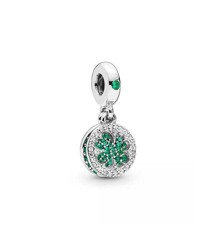 Charm colgante en plata de ley Trébol Brillante Pandora