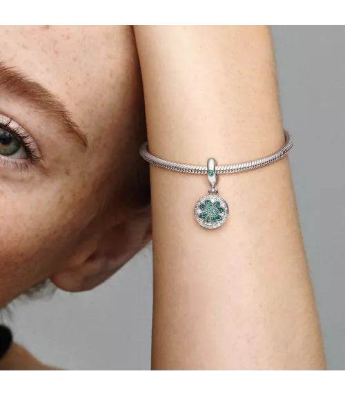Charm colgante en plata de ley Trébol Brillante Pandora