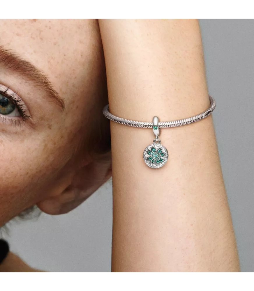 Charm colgante en plata de ley Trébol Brillante Pandora