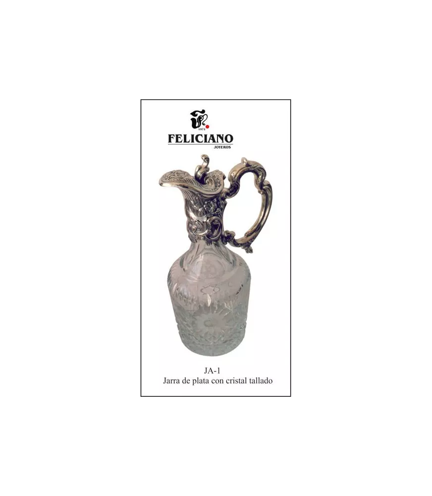 JARRA DE PLATA CON CRISTAL TALLADO