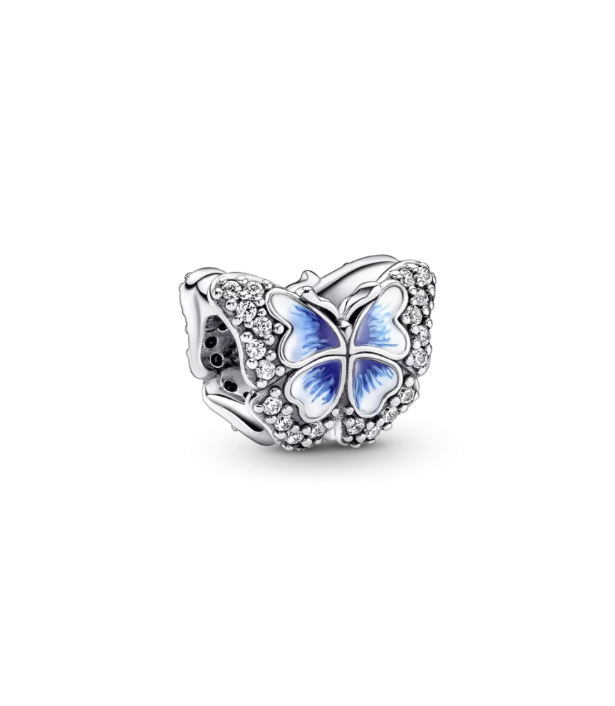 Charm en plata de ley Mariposa Azul Brillante