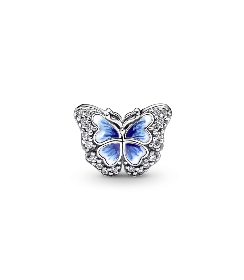 Charm en plata de ley Mariposa Azul Brillante