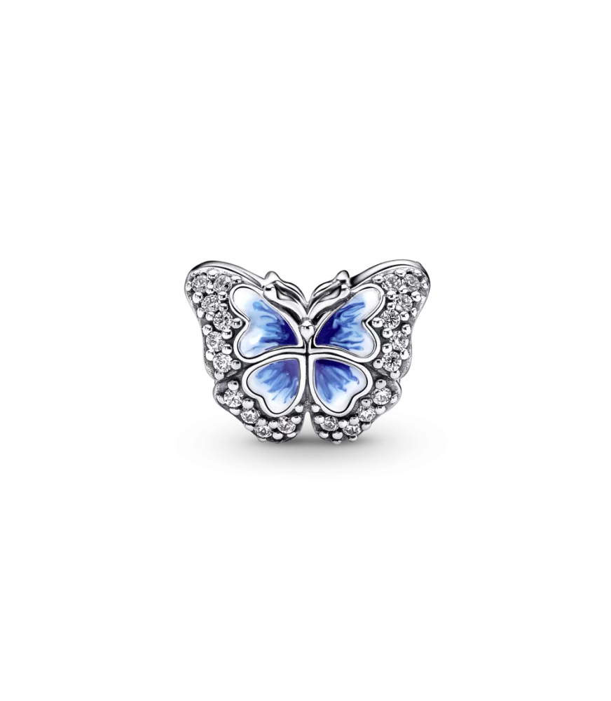 Charm en plata de ley Mariposa Azul Brillante