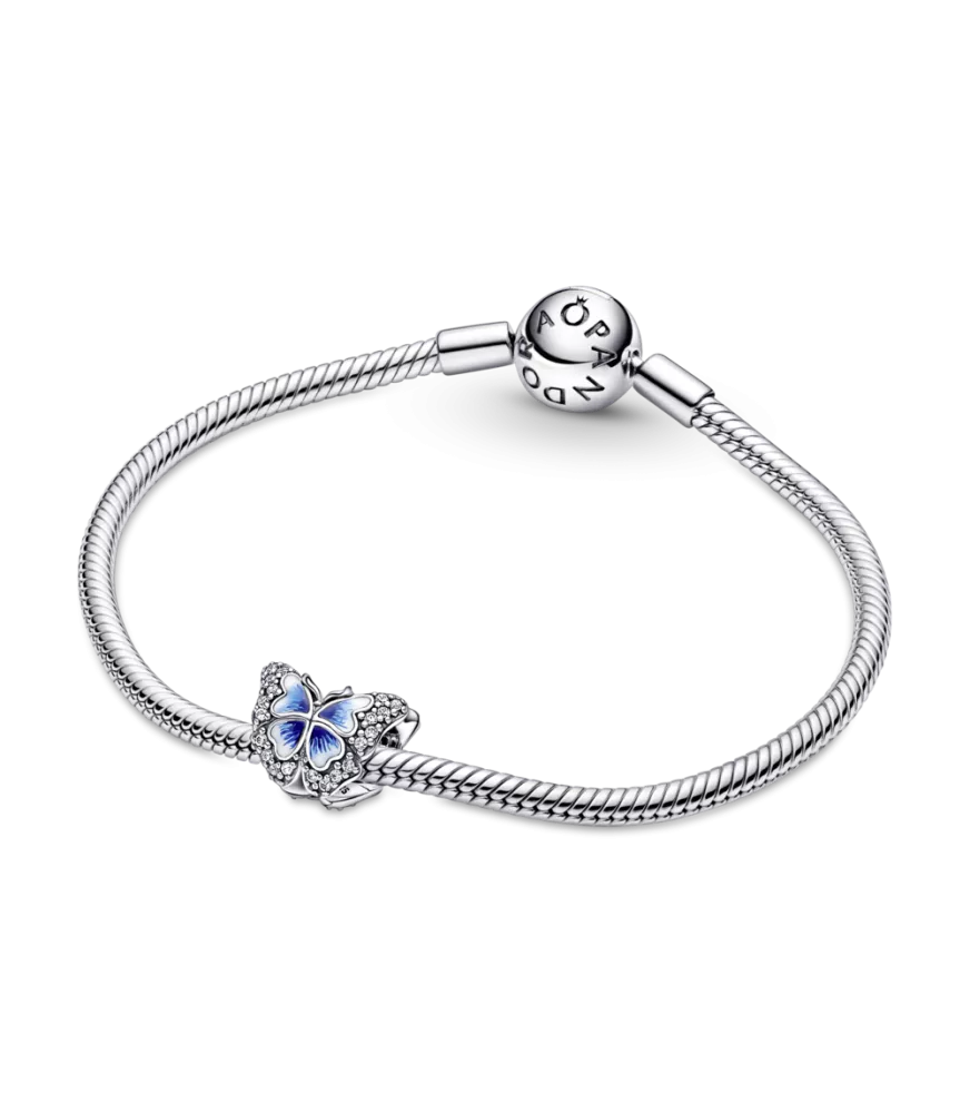 Charm en plata de ley Mariposa Azul Brillante