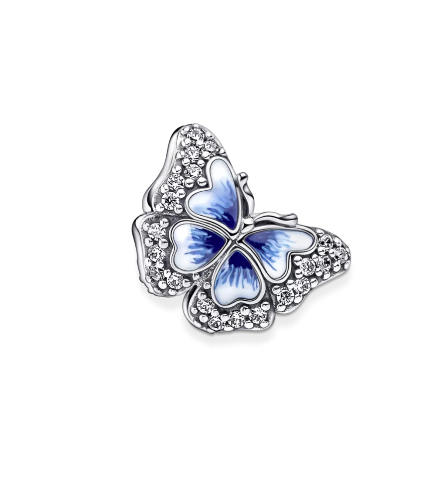 Charm en plata de ley Mariposa Azul Brillante