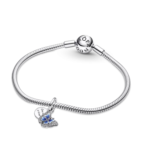 Charm Colgante Doble en plata de ley Mariposa Azul & Cita