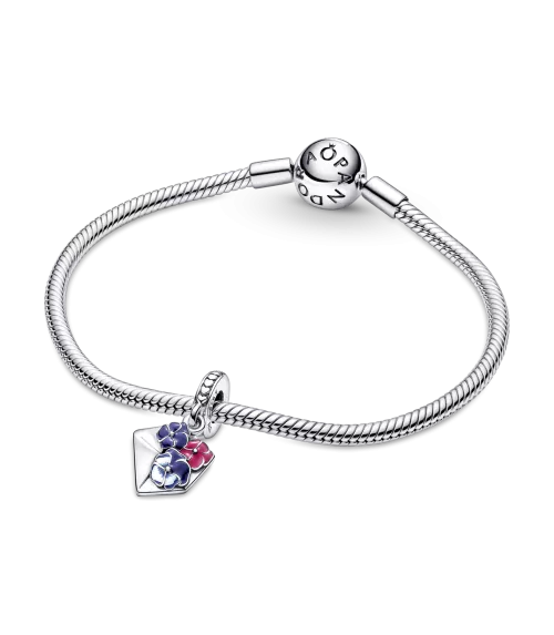  Charm Colgante en plata de ley Sobre con Flores Pensamiento