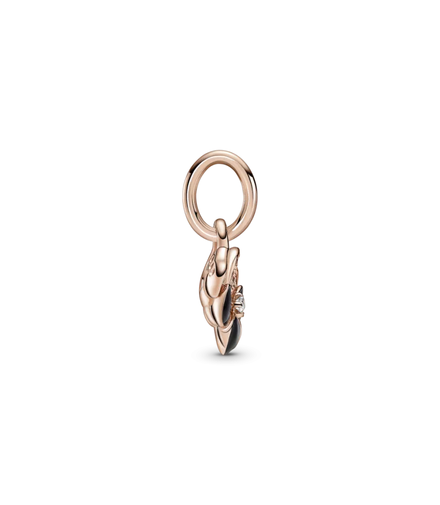 Charm Colgante con un recubrimiento en oro rosa de 14k Flor Pensamiento Morado