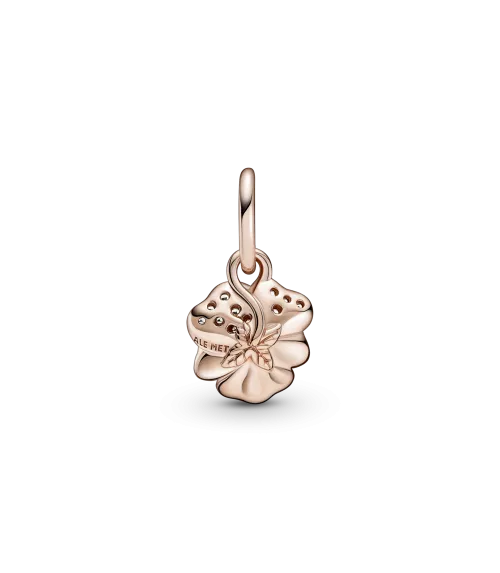 Charm Colgante con un recubrimiento en oro rosa de 14k Flor Pensamiento Morado