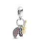 Charm Colgante en plata de ley y oro de 14k Guitarra Española, Zapato Flamenco & Abanico