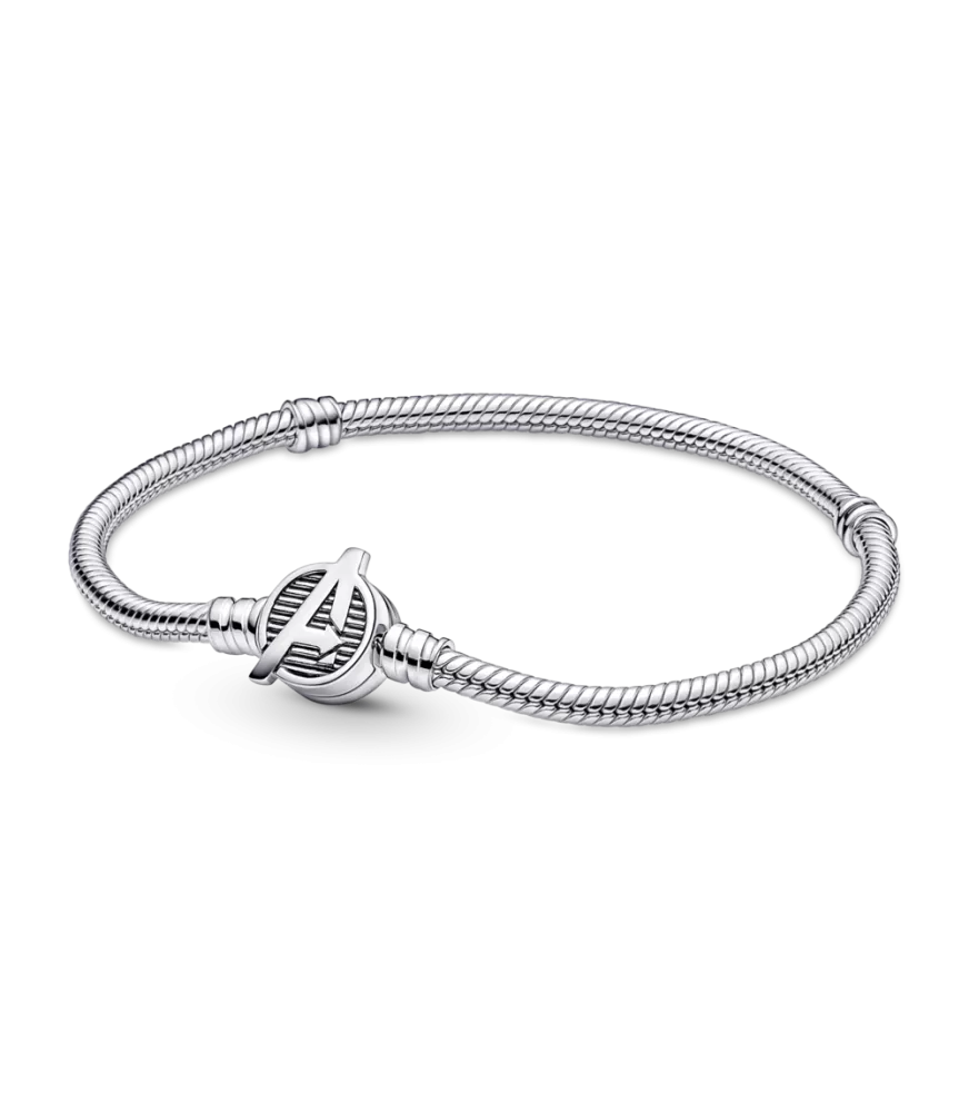  Pulsera Pandora Moments en plata de ley Cadena de Serpiente Cierre Logo Los Vengadores de Marvel