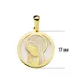 18K MEDALLA VIRGEN NIÑA NACAR REDONDA 17MM.