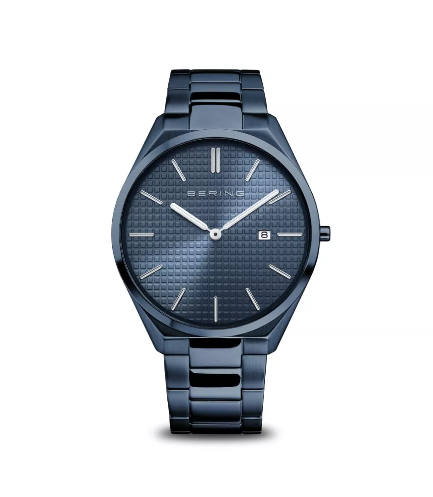Reloj Bering hombre Ultra Slim en acero pavonado azul 17240-797