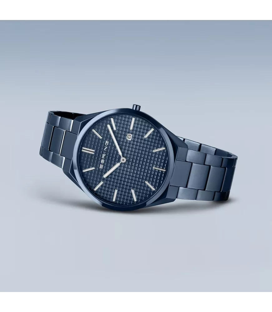 Reloj Bering hombre Ultra Slim en acero pavonado azul 17240-797