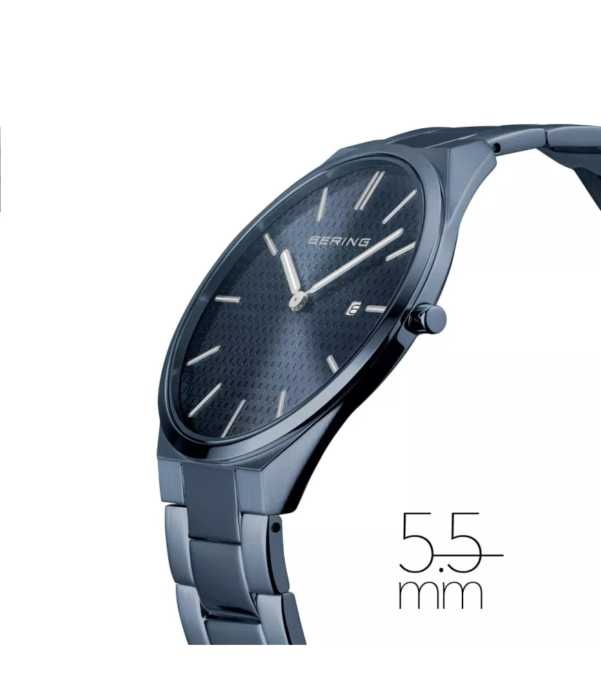 Reloj Bering hombre Ultra Slim en acero pavonado azul 17240-797