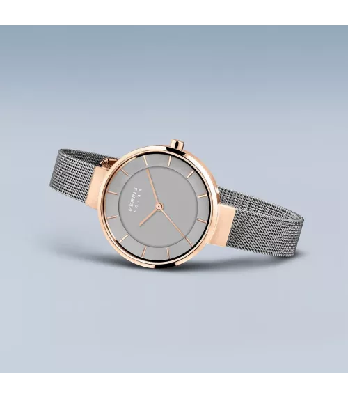 Reloj Bering mujer Solar en acero oro rosa 14631-369