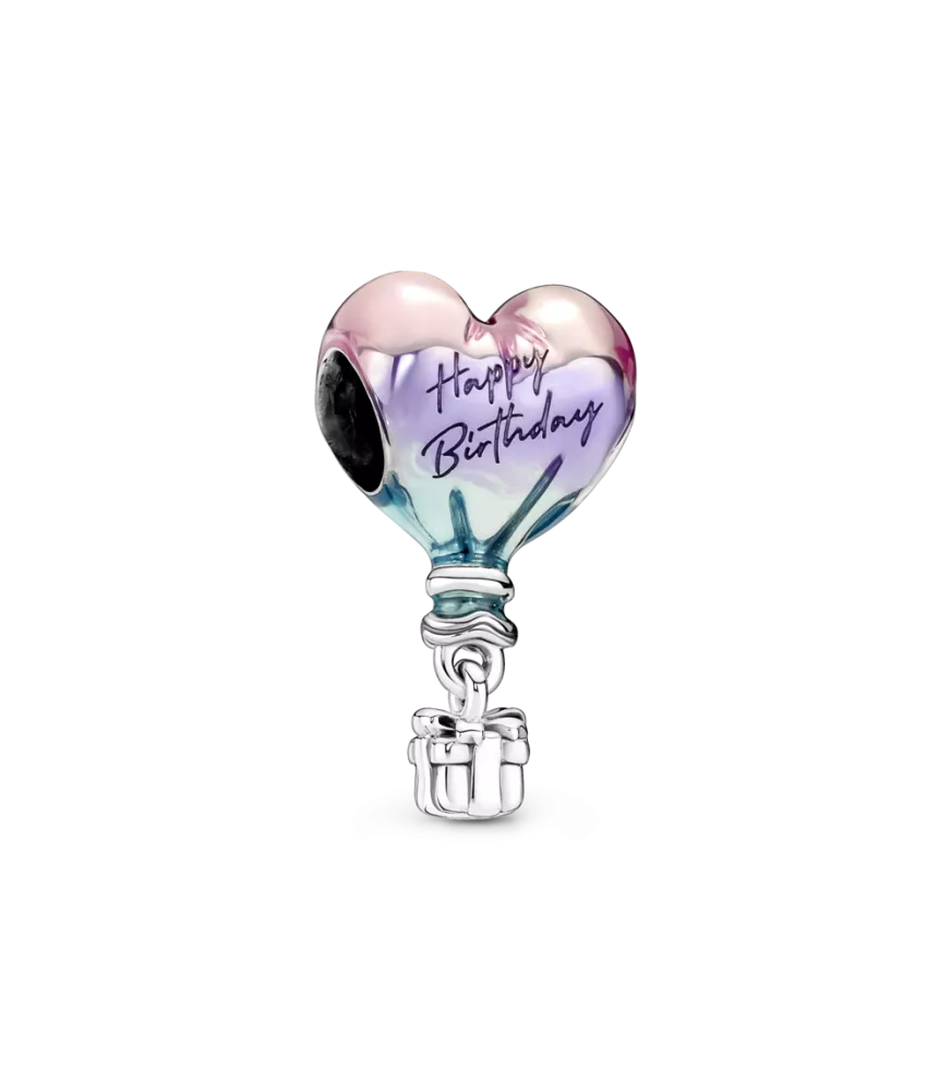 Charm en plata de ley Globo Aerostático Feliz Cumpleaños