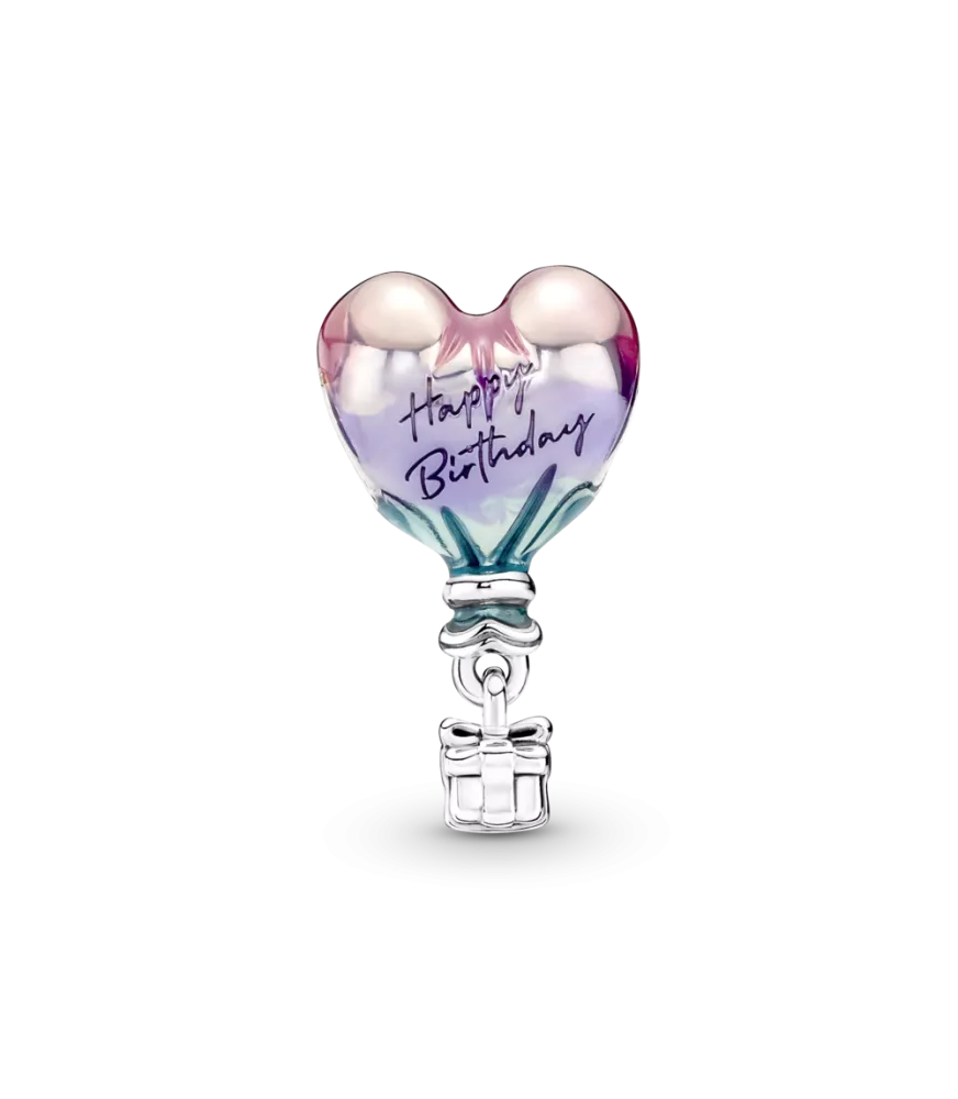 Charm en plata de ley Globo Aerostático Feliz Cumpleaños