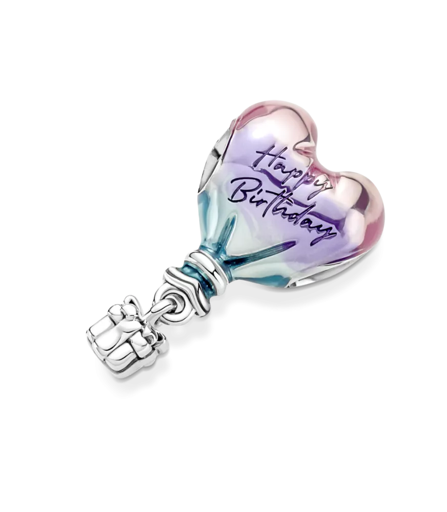 Charm en plata de ley Globo Aerostático Feliz Cumpleaños