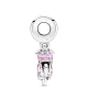 Charm Colgante en plata de ley Moto Scooter Rosa
