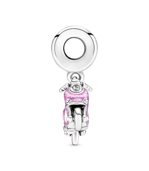 Charm Colgante en plata de ley Moto Scooter Rosa