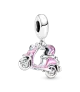 Charm Colgante en plata de ley Moto Scooter Rosa
