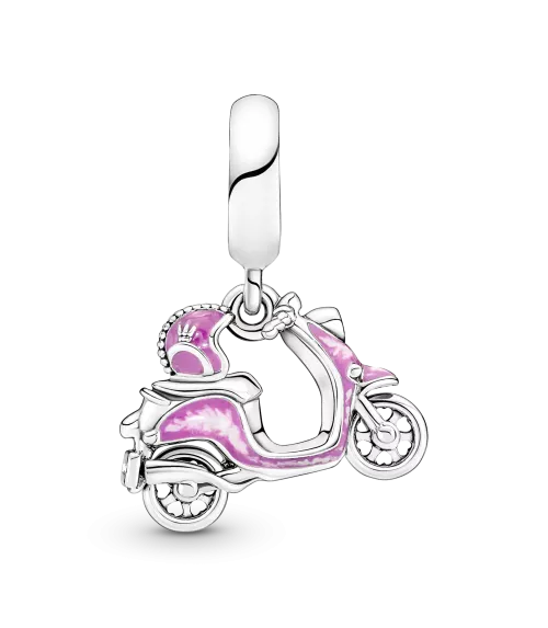 Charm Colgante en plata de ley Moto Scooter Rosa