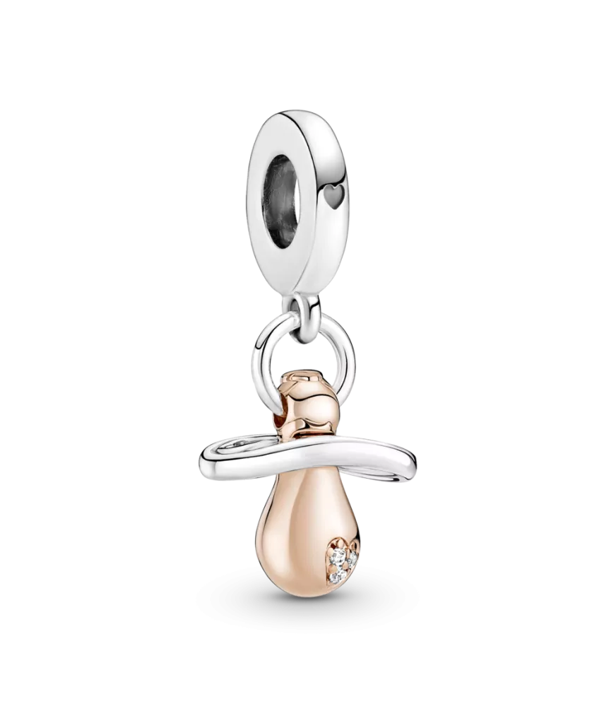 Charm Colgante en plata de ley y con un recubrimiento en oro rosa de 14k Chupete Bebé