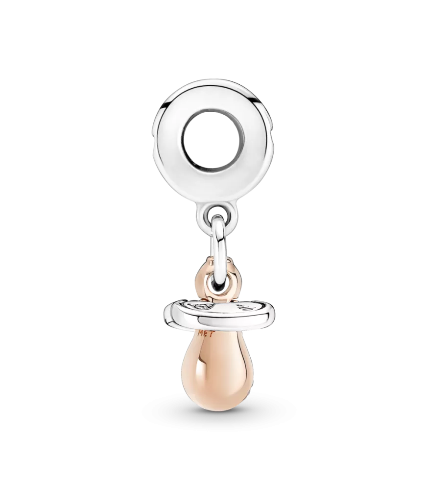 Charm Colgante en plata de ley y con un recubrimiento en oro rosa de 14k Chupete Bebé
