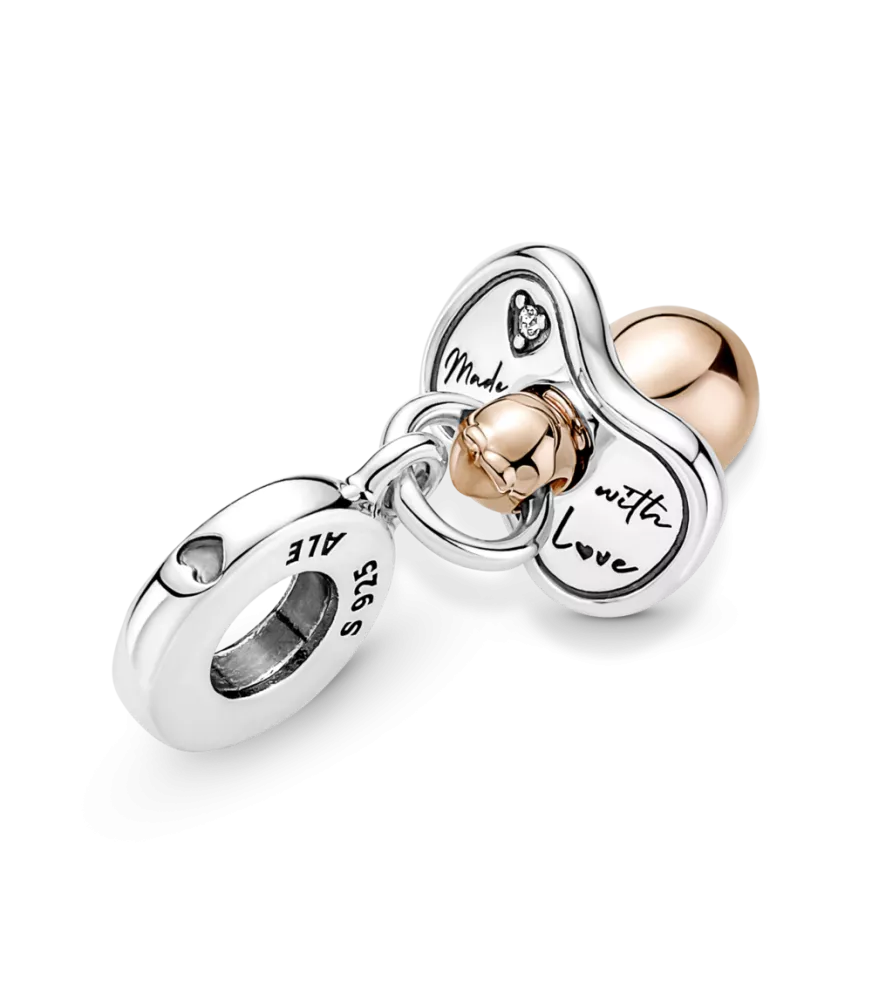Charm Colgante en plata de ley y con un recubrimiento en oro rosa de 14k Chupete Bebé