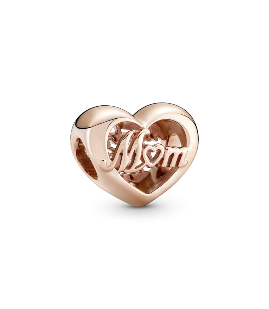 Charm con un recubrimiento en oro rosa de 14k Corazón Gracias Mamá