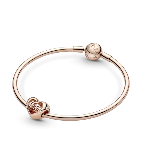 Charm con un recubrimiento en oro rosa de 14k Corazón Gracias Mamá