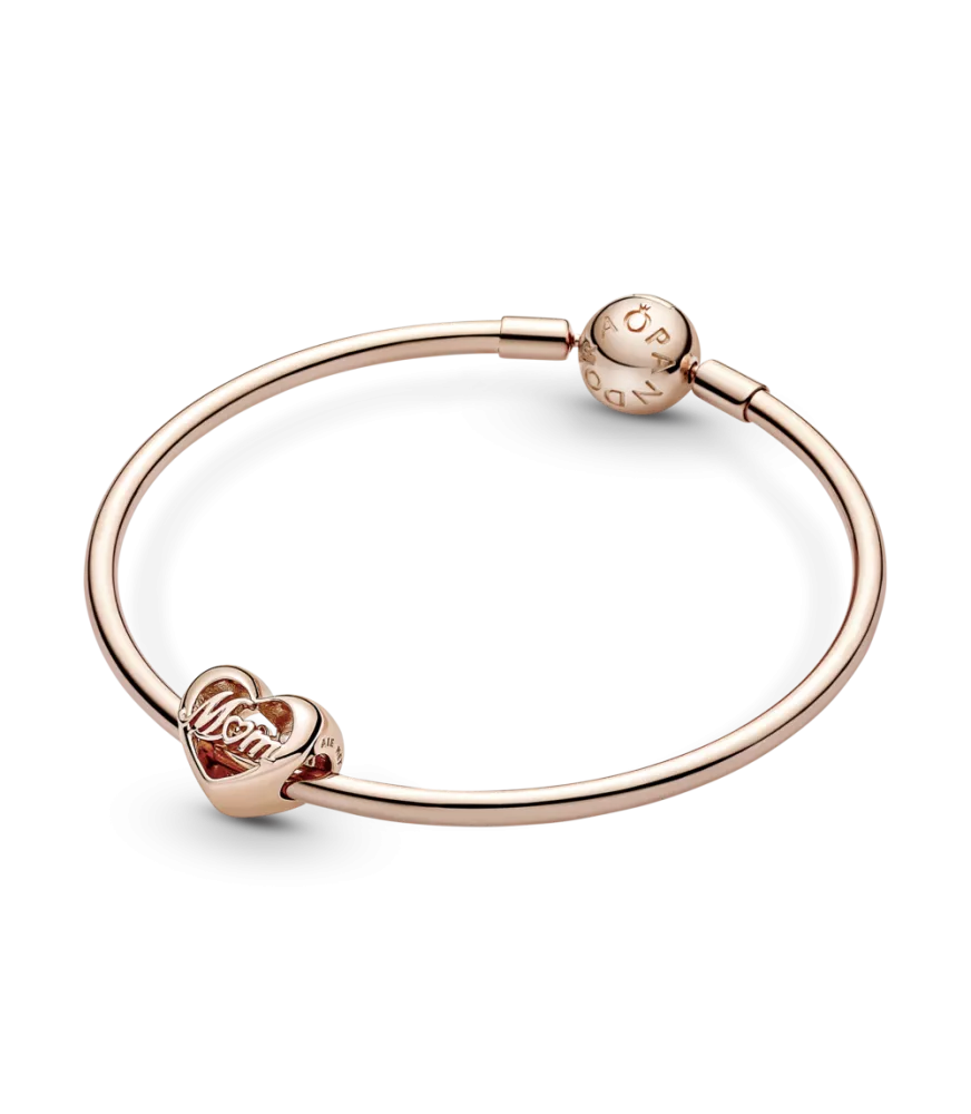 Charm con un recubrimiento en oro rosa de 14k Corazón Gracias Mamá