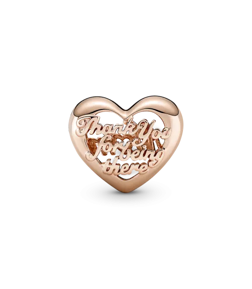 Charm con un recubrimiento en oro rosa de 14k Corazón Gracias Mamá