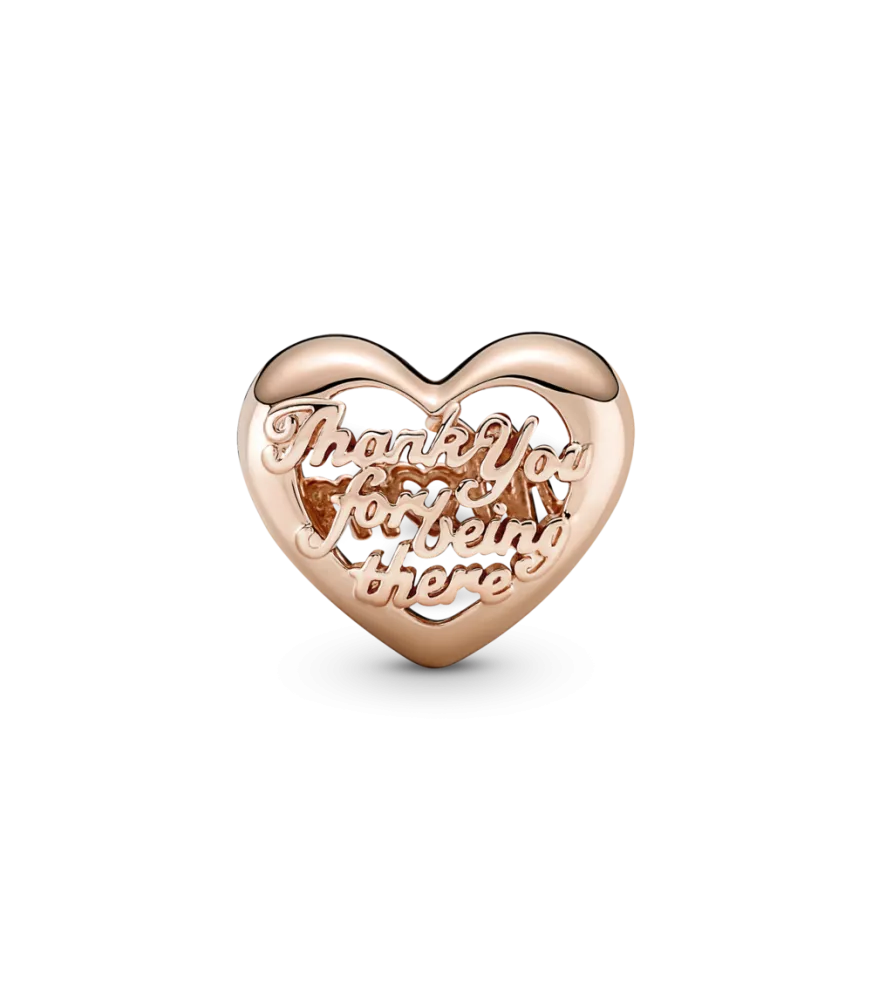 Charm con un recubrimiento en oro rosa de 14k Corazón Gracias Mamá